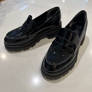 Marc Fisher Latika Lug Sole Loafer, Black Patent, Size 7